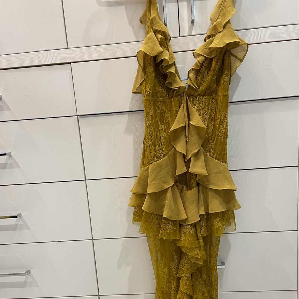 For Love And Lemons Mustard Ruffle Dress